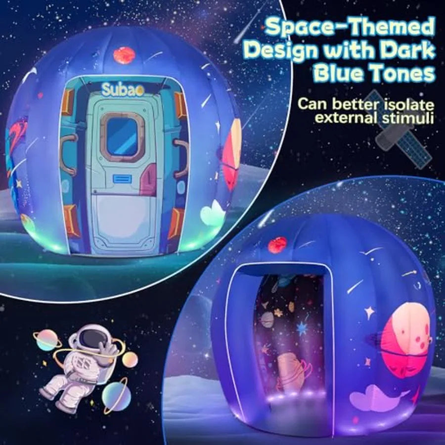 Sensory Tent for Kids & Adults,5.9ft Astronaut Galaxy Inflatable Light Up Sensory Toys,Kids Tent for Home School Indoor Outdoor