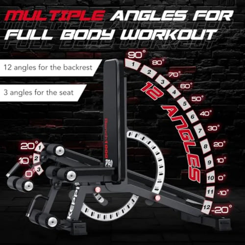 1200LB Weight Bench, Heavy Duty Bench1000 PRO Adjustable Workout Bench Press Set for Home Gym Strength Training, Removable Foot