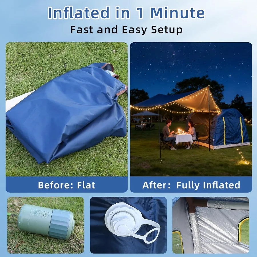 24 Person Inflatable Camping Tent 60 Second Setup 4 Season Waterproof PU3000 Ox All Weather Tent for Romantic Dates Fall Winter