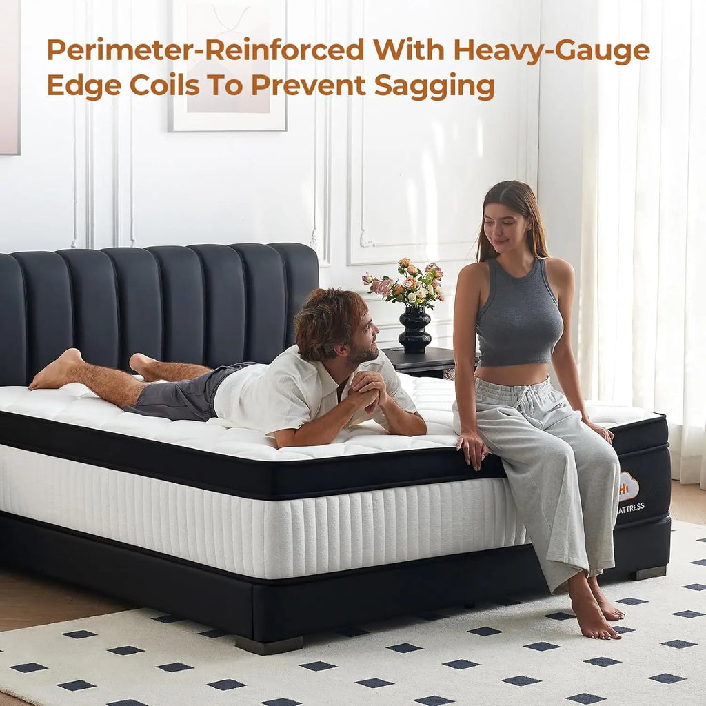 12 Inch Queen Hybrid Mattress, Medium Firm with Memory Foam and Pocket Springs for Pressure Relief