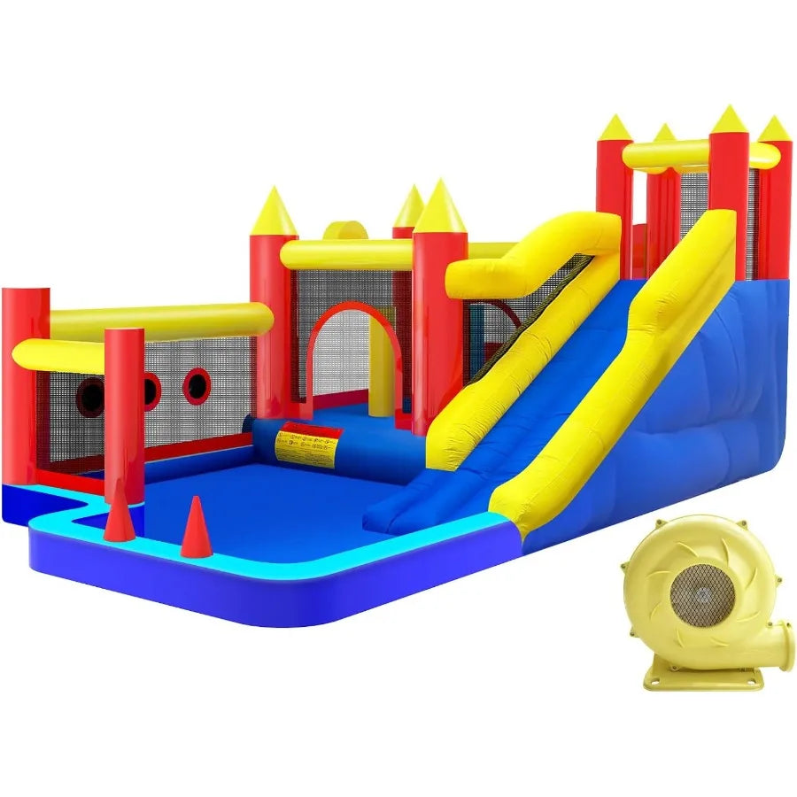 Bounce HouseInflatable Bouncer with Air Blower for 310 Outdoor and Indoor Jumping Castle with Long Slide Trampoline Obstacles C