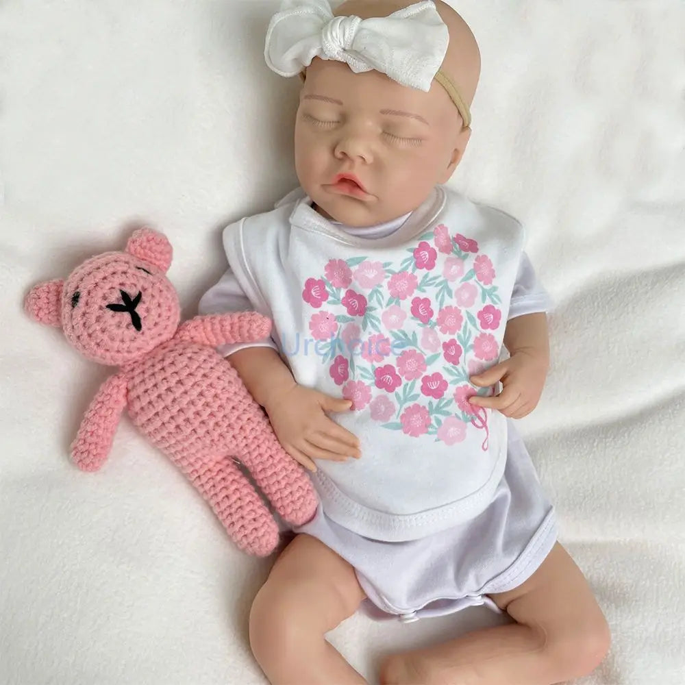 17Inch Comforting Silicone Reborn Baby Girl for Adult Stress Relief Soft Skin Weighted Doll with Realistic Details Newborn Doll