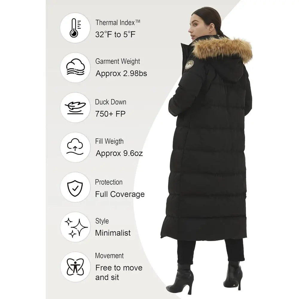 Women's Waukee Long Down Coat Parka Jacket | 750+ Fill Power | Full-Length