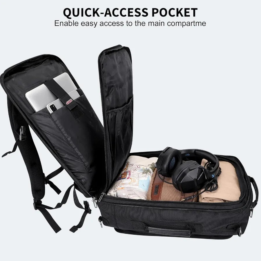 WITZMAN Travel Backpack for Men Women Laptop Backpack with USB Charging Port Carry-on Luggage Flight Approved B686 Black