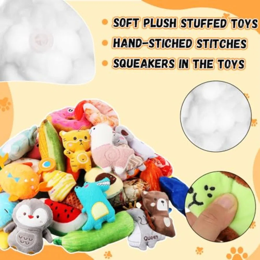 Small Squeaky Dog Toys Bulk for Puppy Small Dogs Pets Cute Plush Stuffed Dog Toys Bundle Soft Pet Toys for Chewing and