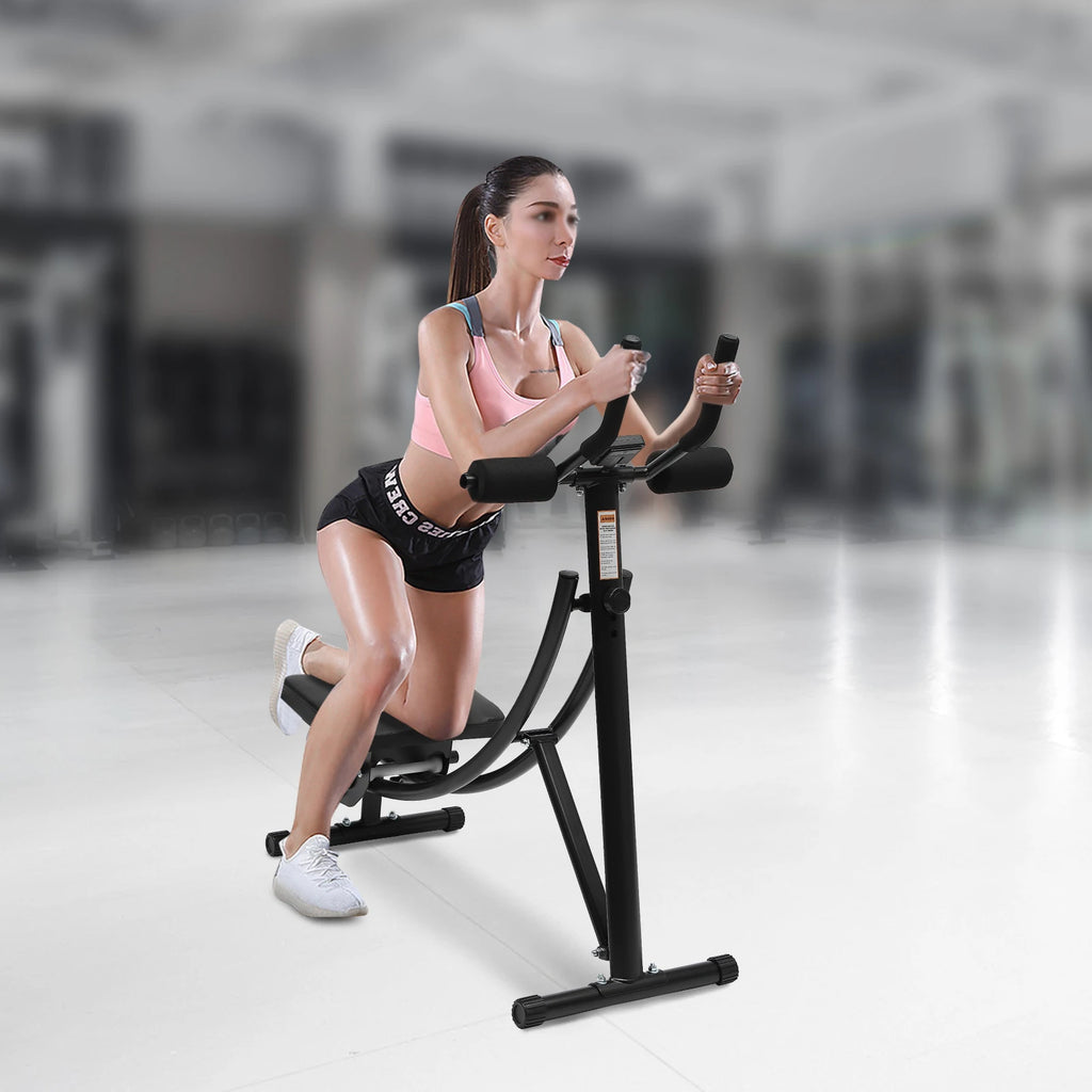 Core Workout with LED Display, Less Stress on Neck Back Shoulders, Silent Roller Design, Foldable Ab Exercise Machine for Home