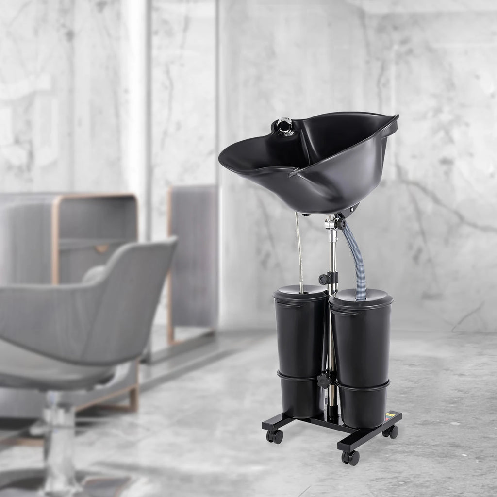 Portable Shampoo Bowl Hair Washing Station for Home & Barber Washing Hair with Dual-Bucket Design Height Adjustable