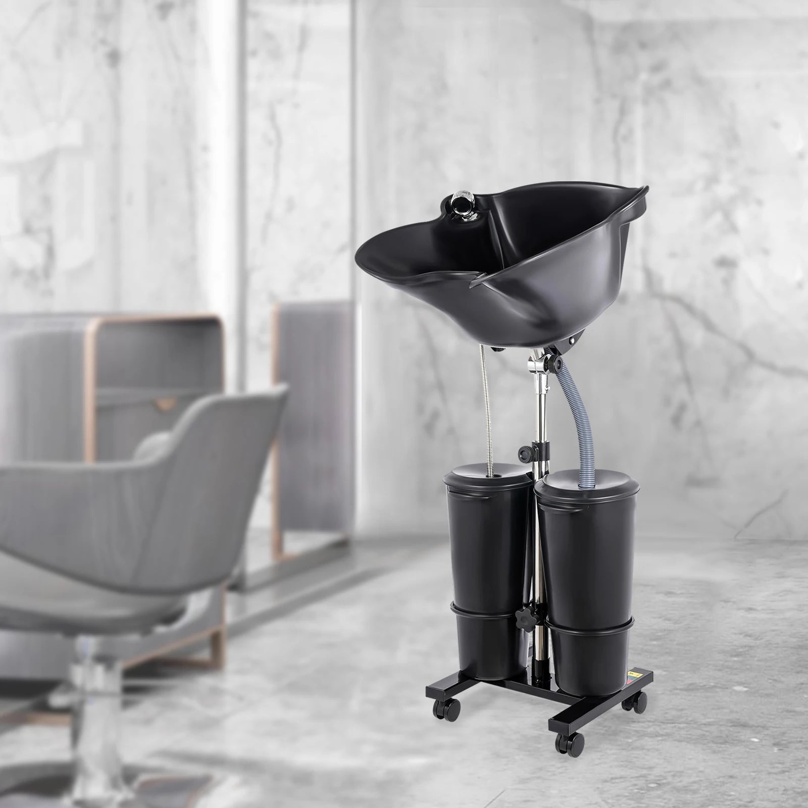 Portable Shampoo Bowl Hair Washing Station for Home & Barber Washing Hair with Dual-Bucket Design Height Adjustable