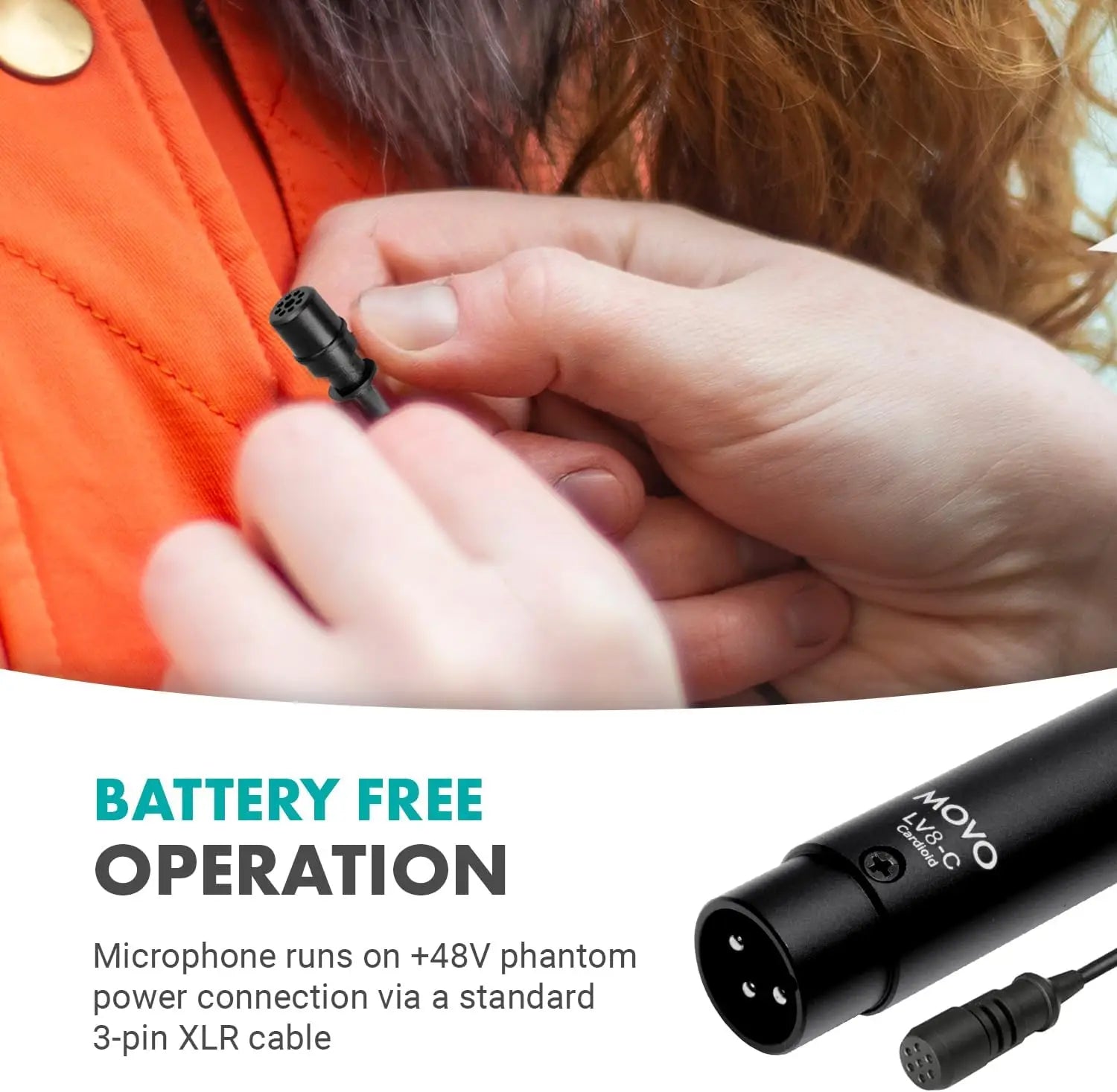 LV8-C XLR Lavalier Mic with 12mm Capsule, Cardioid Condenser Wired Microphone for Voice Recording - Includes Clip, Case