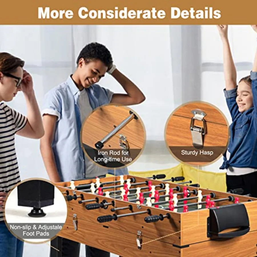 48 Inch Multi Game Table 3-in-1 Adult Size Foosball Pool Table Slide Hockey Table Combo Set with Billiard Soccer Hockey Feature