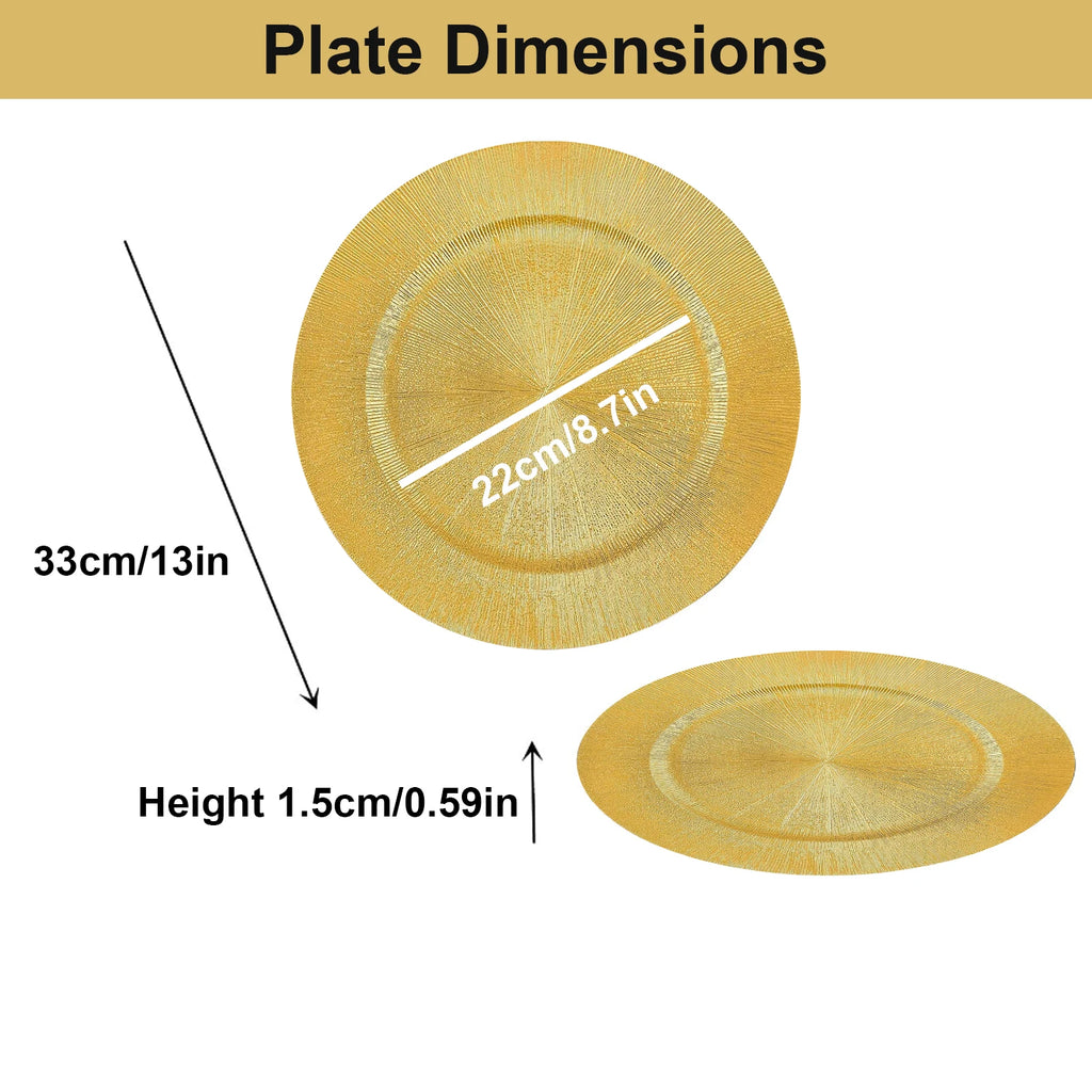 Gold Chargers Plates 13 Inch Golden Charger Plate Decorative Charger Plates,100 Pieces Tableware Dish for Wedding,Events,Parties