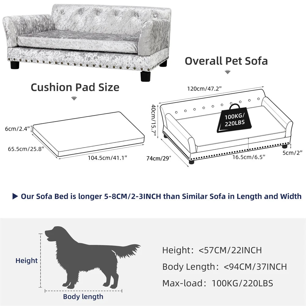 Heavy Duty Pet Sofa Large Raised Dog Bed Cushioned Sofa Softly Pet Cat Bed Puppy Sofa Couch Lounge Bed