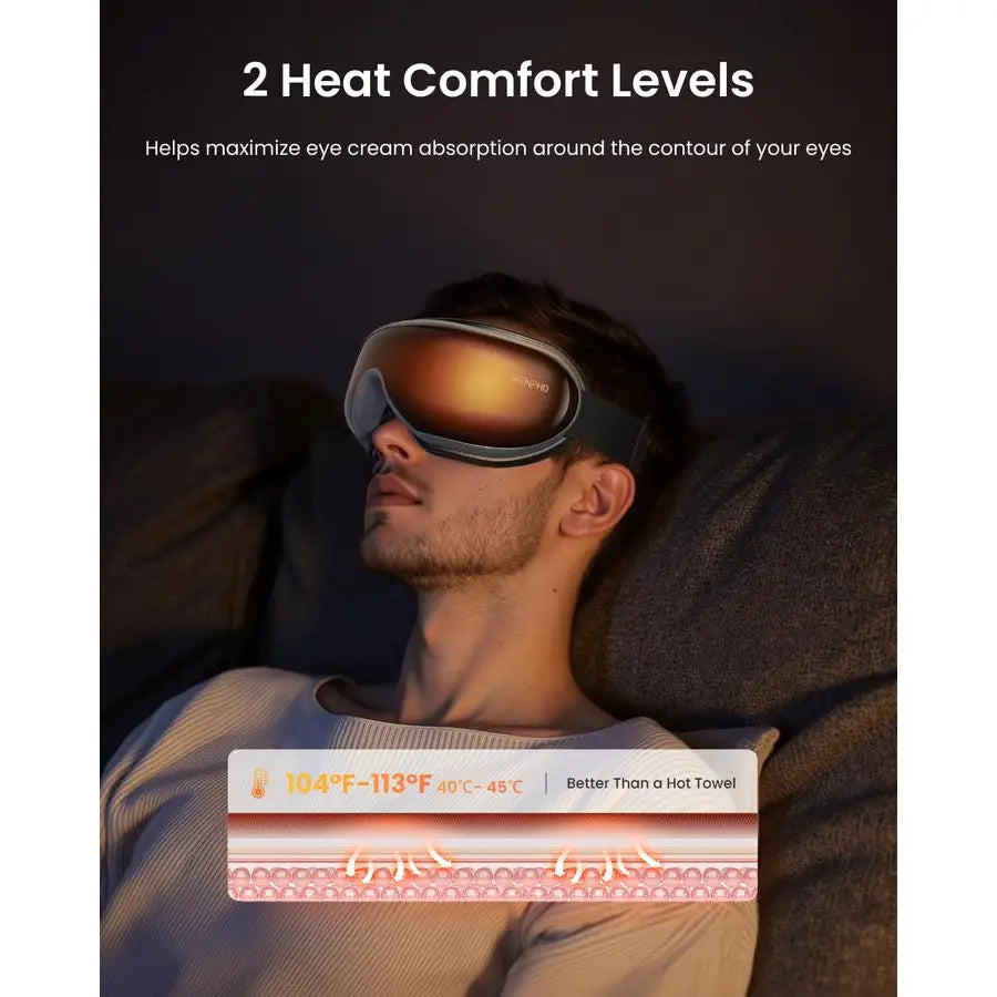 Eyeris 1 Eye Massager with Remote, Christmas Birthday Gifts for Women Men, FSA Eligible HSA Sleep Mask with Heat, Compression, H