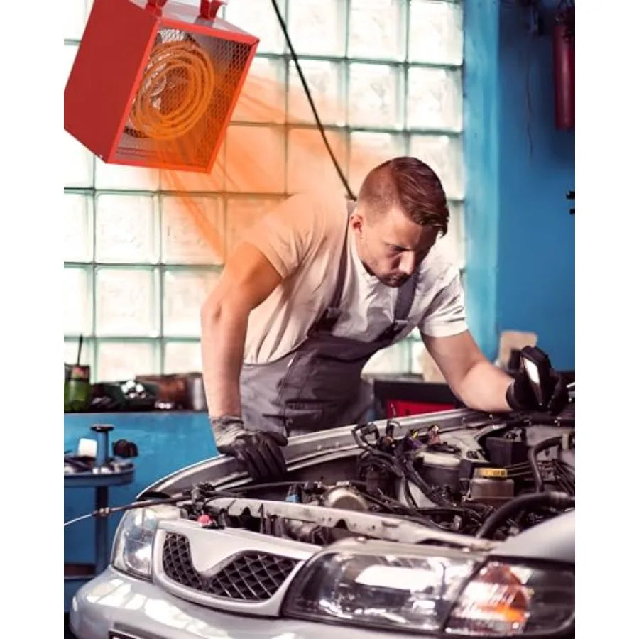 240V Fan-Forced Industrial Heater 4800W Workshop Utility Space Heater with Thermostat Control Overheat Protection Carry Handle