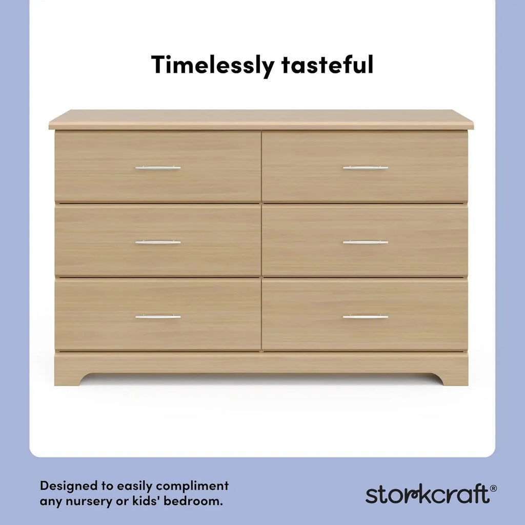 6-Drawer Driftwood Dresser – GREENGUARD Gold Certified, Kids Bedroom Storage Chest with Safety Interlocking Drawers
