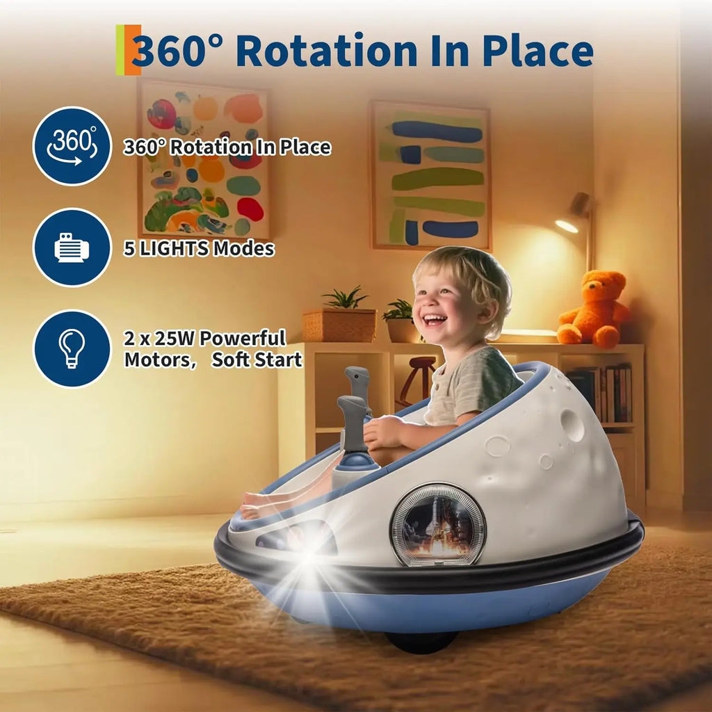 12V Kids Electric Bumper Car with Parent Remote Control, 360° Spinning & Music, 2 Speed Modes, Safety Belt Ride On Toys for Kids