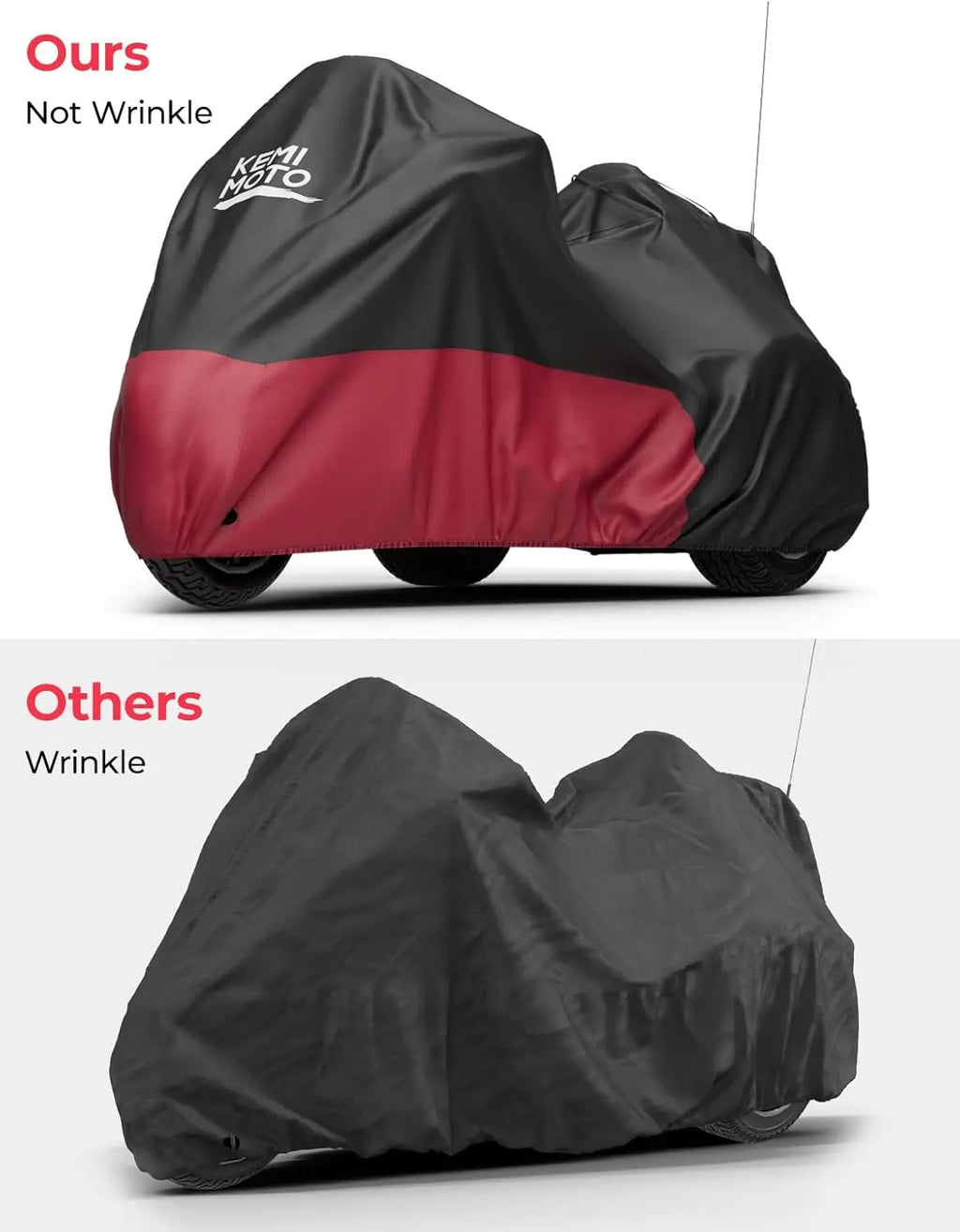 Heavy Duty 3-Wheel Motorcycle Cover for Trike Models, Waterproof All-Weather Protection with Antenna Opening