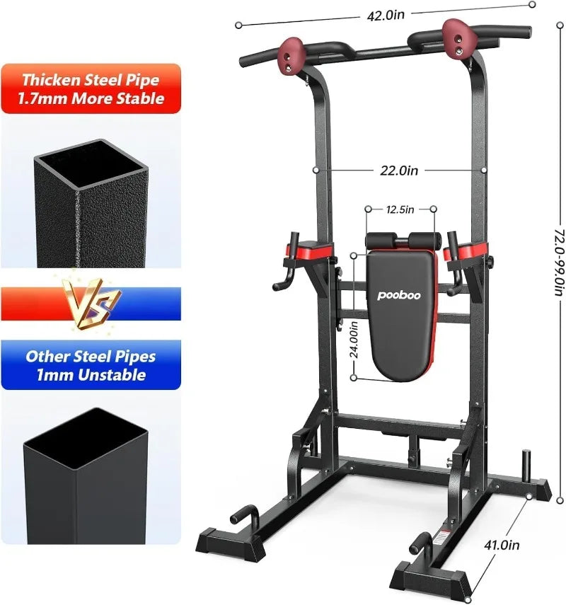 Power Tower Dip Station Pull Up Bar for Fitness Home Gym Workout,Multi-Function Adjustable Height Fitness Strength Training