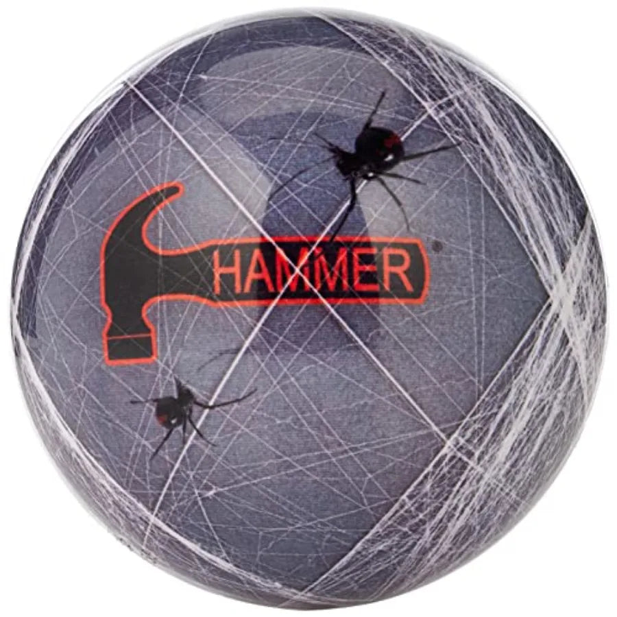 On The Ball Bowling Hammer Black Widow Viz-A-Ball 14lbs Grey White for Professional Tournament Use with Enhanced Grip and Preci