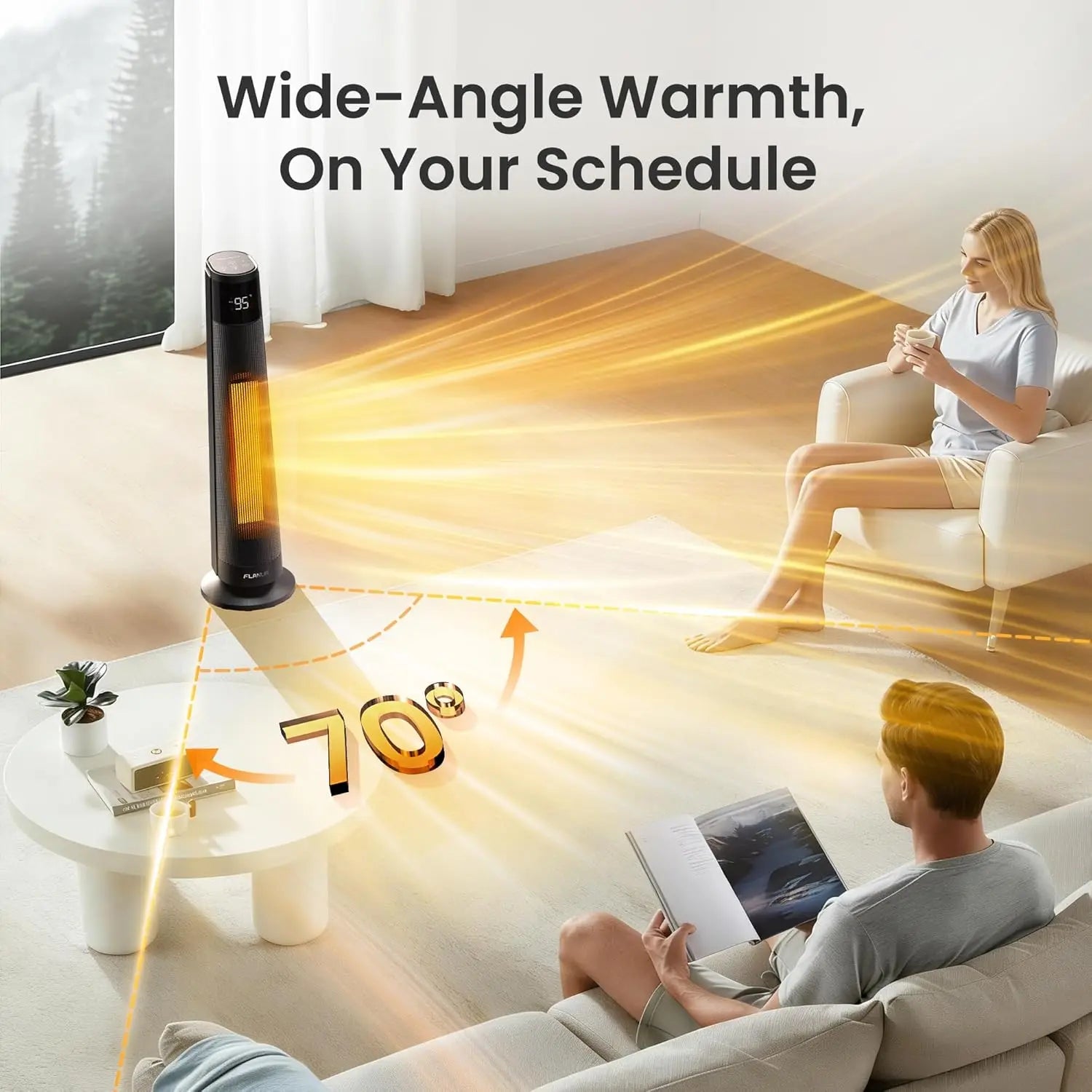 1500W Space Heaters for Indoor Use Large Room, WIFI Electric Heater with Voice Control, 5 Modes, ECO Thermostat, 12H Timer