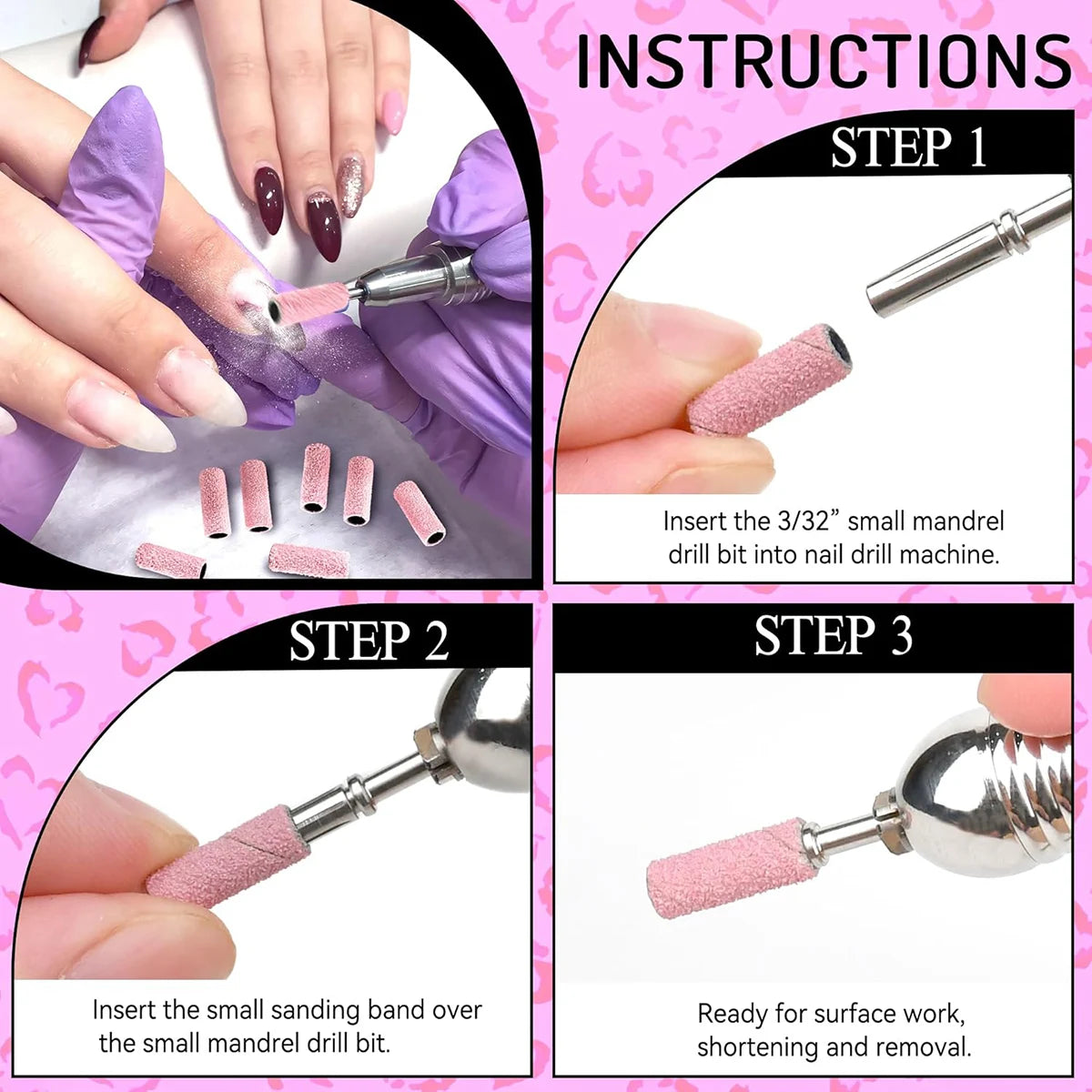 5000Pcs/Case 3mm Pink Mini Sanding Bands for Electric Nail Drill Nails Tool Accessories