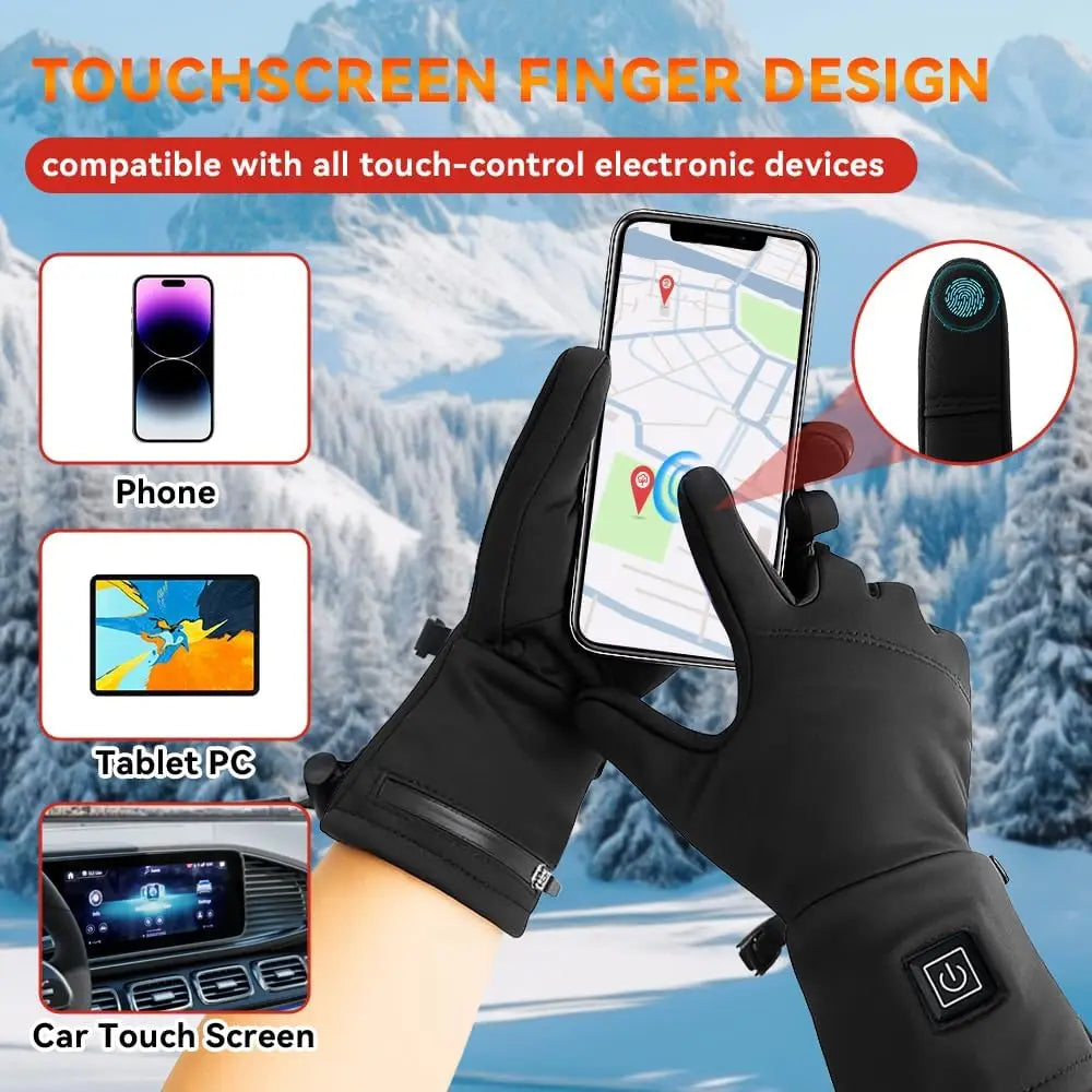 Rechargeable Heated Gloves Liners with 7.6V Battery, 3 Heat Modes, Waterproof & Touchscreen for Men Women – Outdoor Fishing, Hun