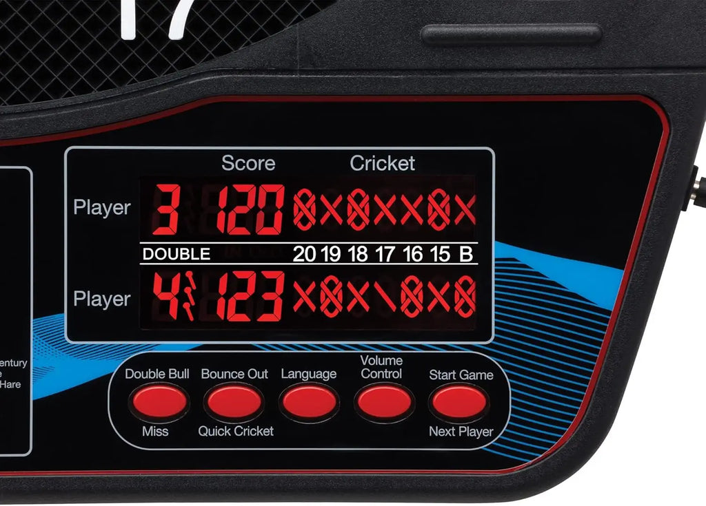 Orion Electronic Dartboard, 15.5 in Regulation Target, 43 Games, Dual LCD Displays, 8 Players, 6 Darts Included, Black