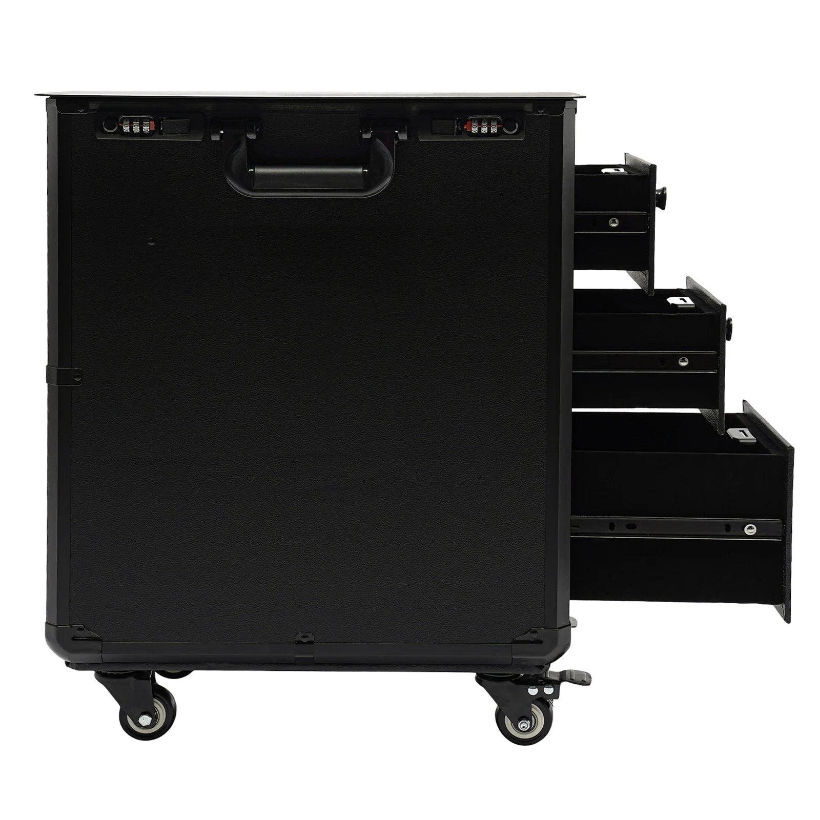 3-Drawer Makeup Train Case with Wheels, Adjustable Pull Rod, Comfortable Handles, Ideal for Organizing Cosmetics