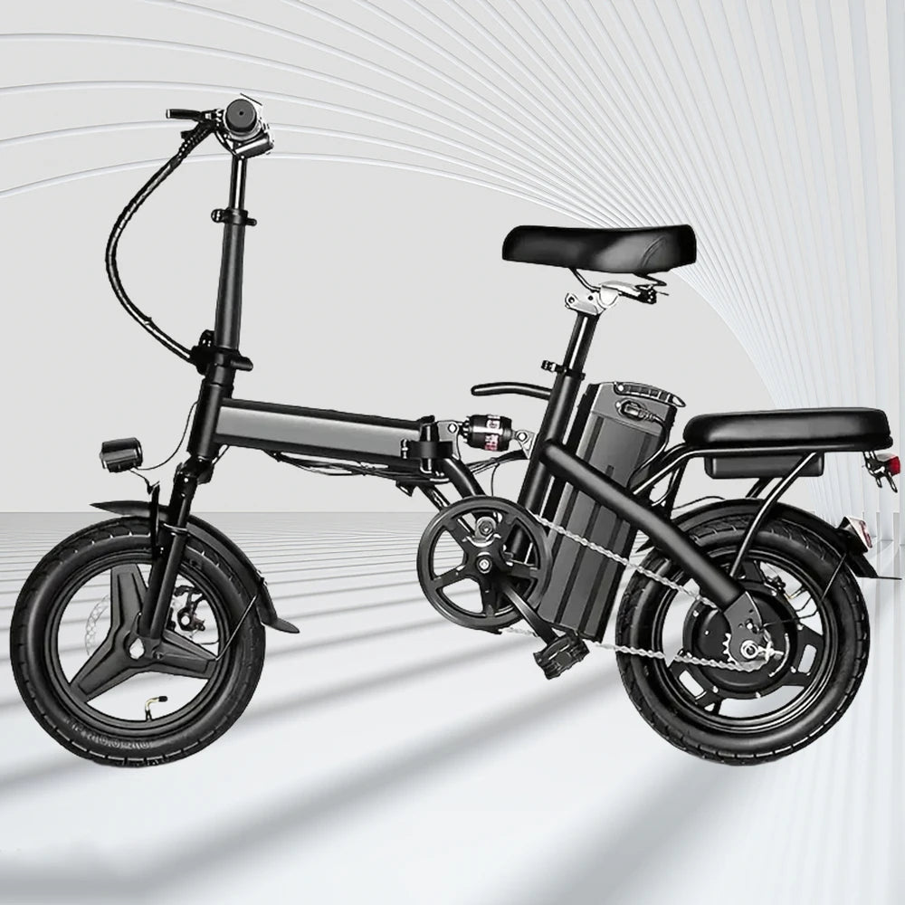 14'' Adult 450W Peak Motor Mini Folding Electric Motorcycle E Bike Electric Bicycle 20Mph 10.4AH Electric EBike for Adults