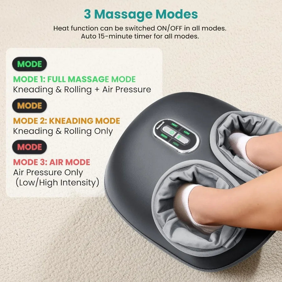 Shiatsu Foot Massager with Heat FSA Eligible Deep Kneading Therapy Air Compression for Home Office Use Enhances Blood Circulati