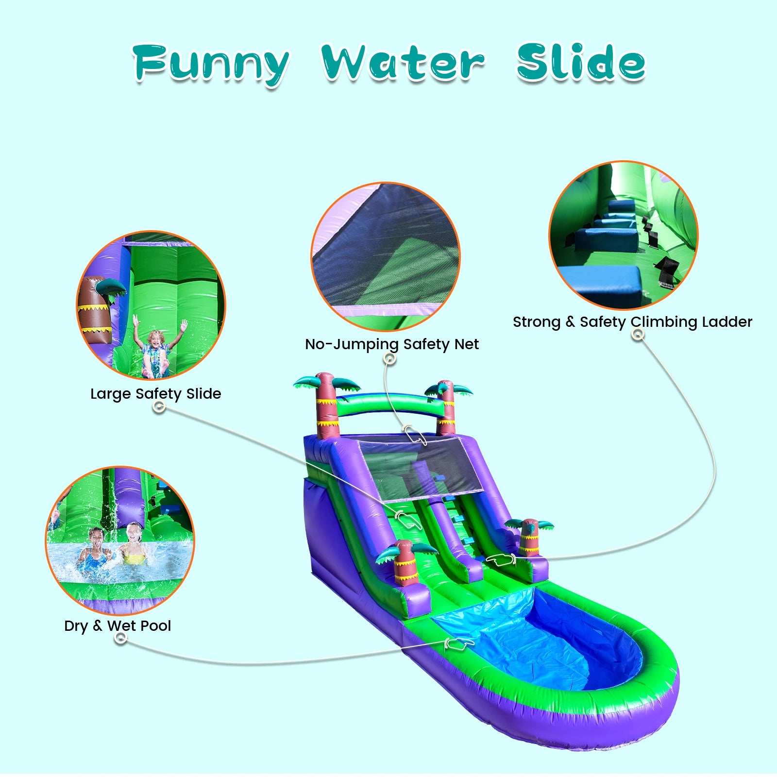 Giant Commercial PVC Inflatable Bounce House Tropical Water Slide for Kids Party Children's playground, children's toys