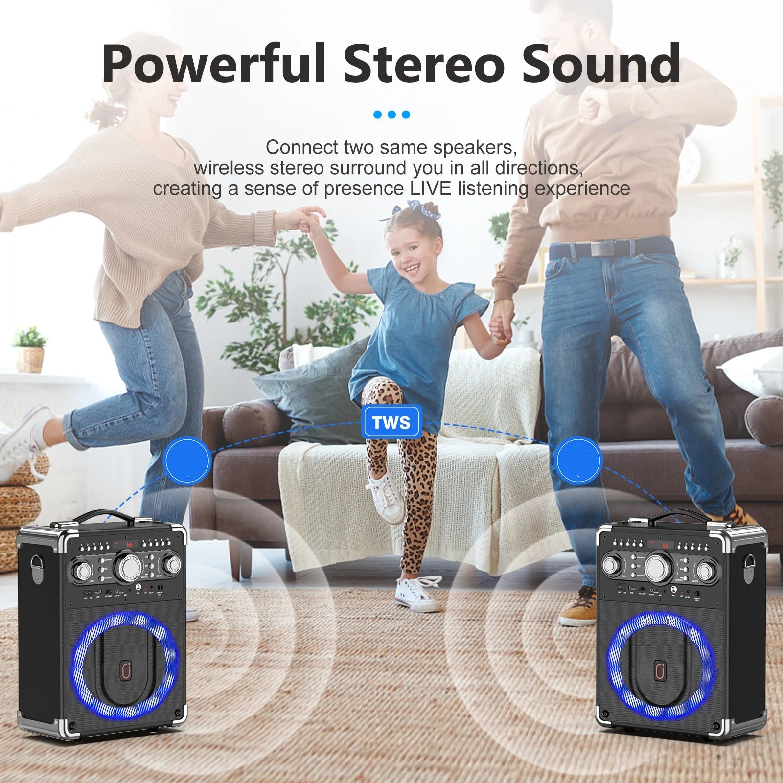 S8-T Kara Ok with 3 Microphones,Portable Bluetooth 5.3 Kara Ok Speaker, Suitable for Outdoor Activities, Parties and Parties