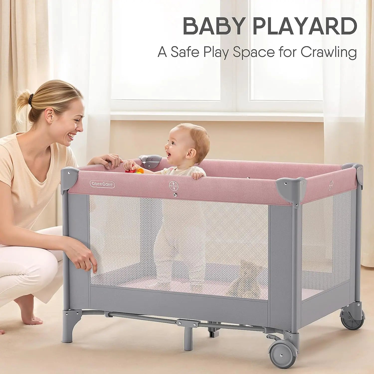 4-in-1 Baby Bassinet with Playard, Sleeper Nest, Changing Table, Mosquito Net & Canopy for Newborn to Toddler