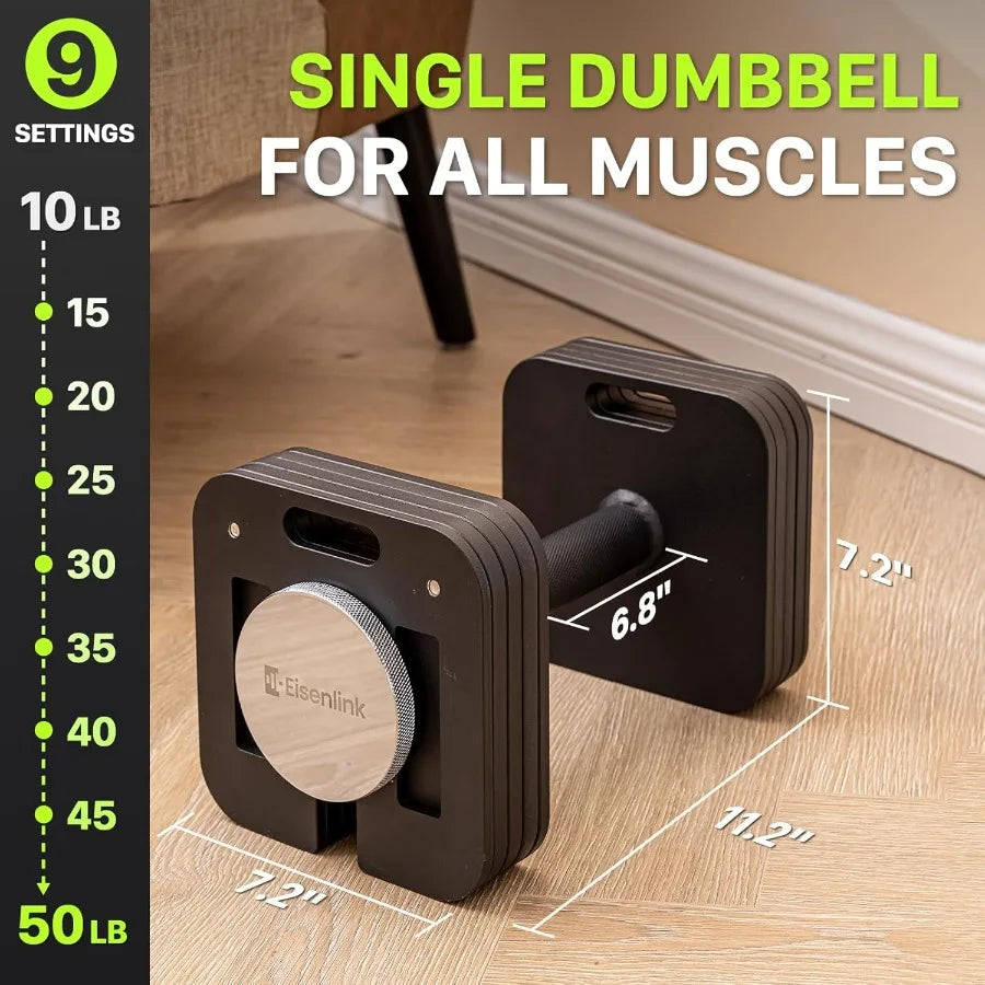 Adjustable Dumbbell Set, 10-50LB x2, 5lb Increments, Quick-Lock Square Weight Dumbbells for Home Gym Fitness