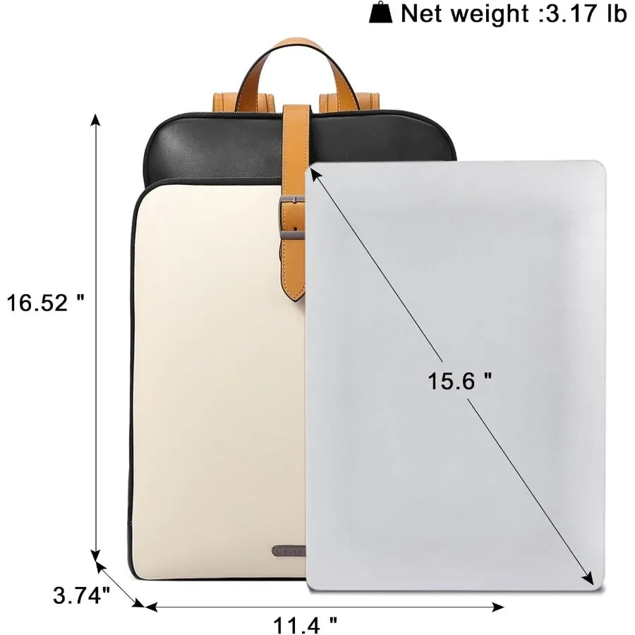 CLUCI Leather Backpack for Women 15.6 inch Laptop Bag Large Genuine Work Backpack Travel Back