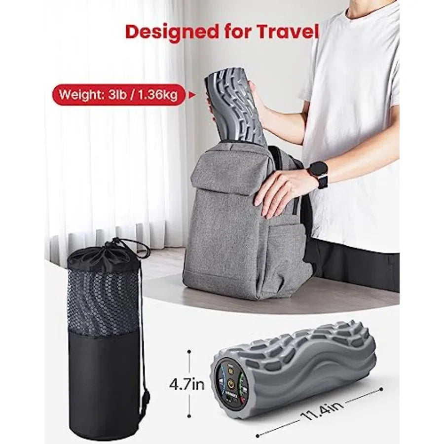 Vibrating Foam Roller for Back Pain FSAandHSA Eligible 5-Speed Muscle Massage Exercise Muscles Deep Tissue Physical Therapy Pil