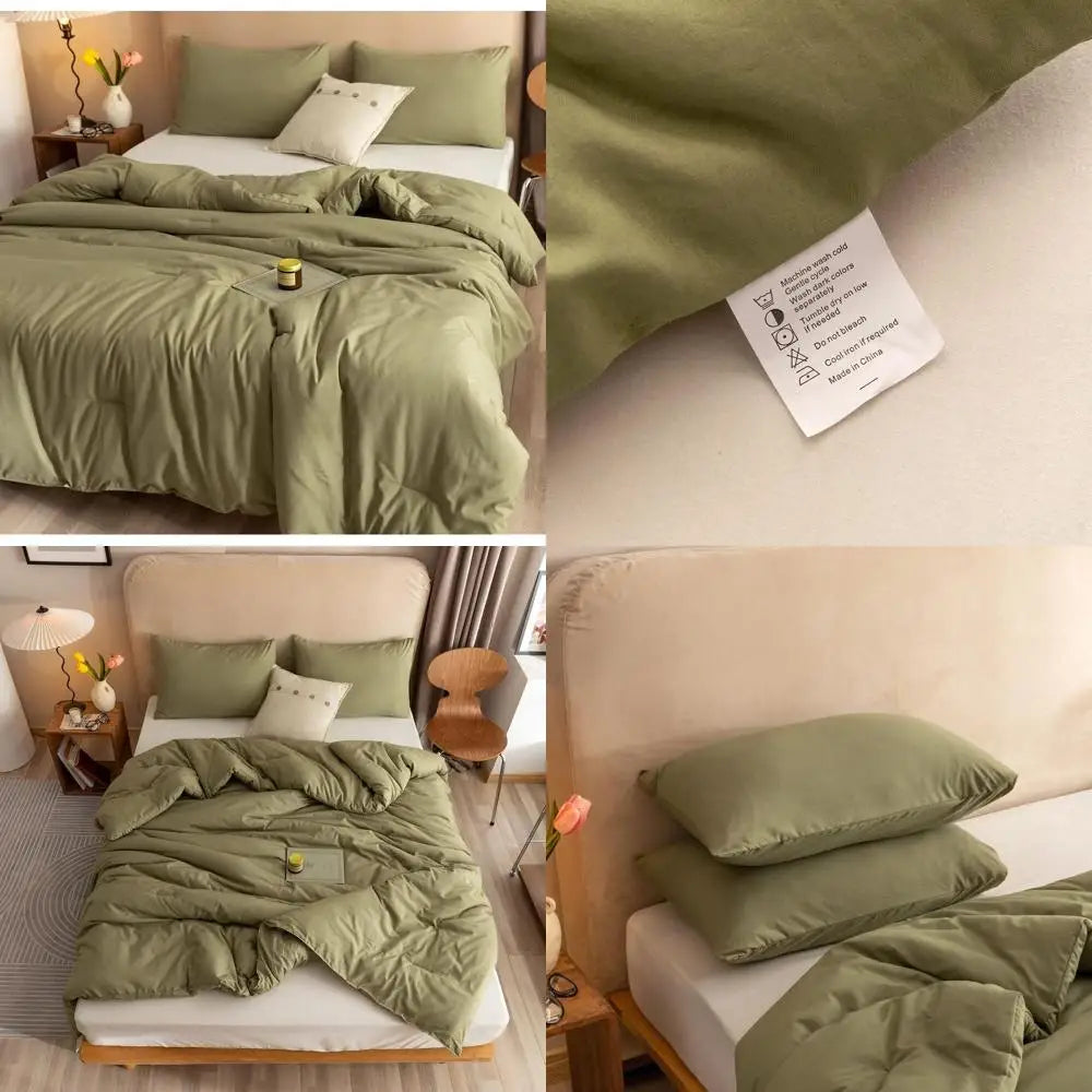 Olive Green Super King Plus Bedding Set: Oversized Comforter & 2 Pillowcases