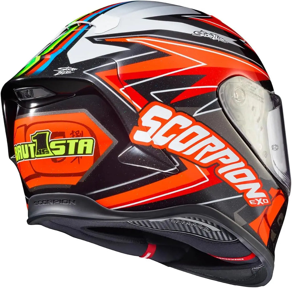 R1 Air Full Face Adult Motorcycle Helmet with Pinlock Race Ready Shield Bluetooth Speaker Pockets DOT ECE Bautista (Red/Black/Wh