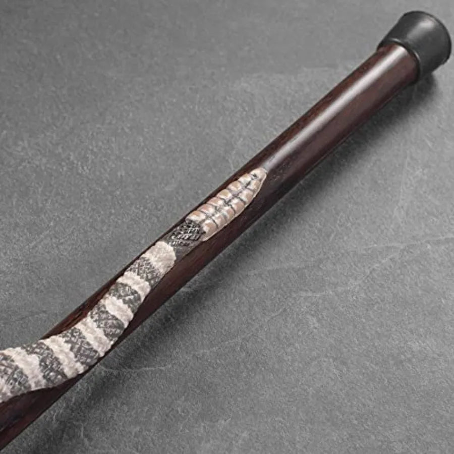 Asterom Luxury Hand-Painted Rattlesnake Walking Cane for Men and Women - Unique Wooden Carved Snake Walking Stick in Brown with