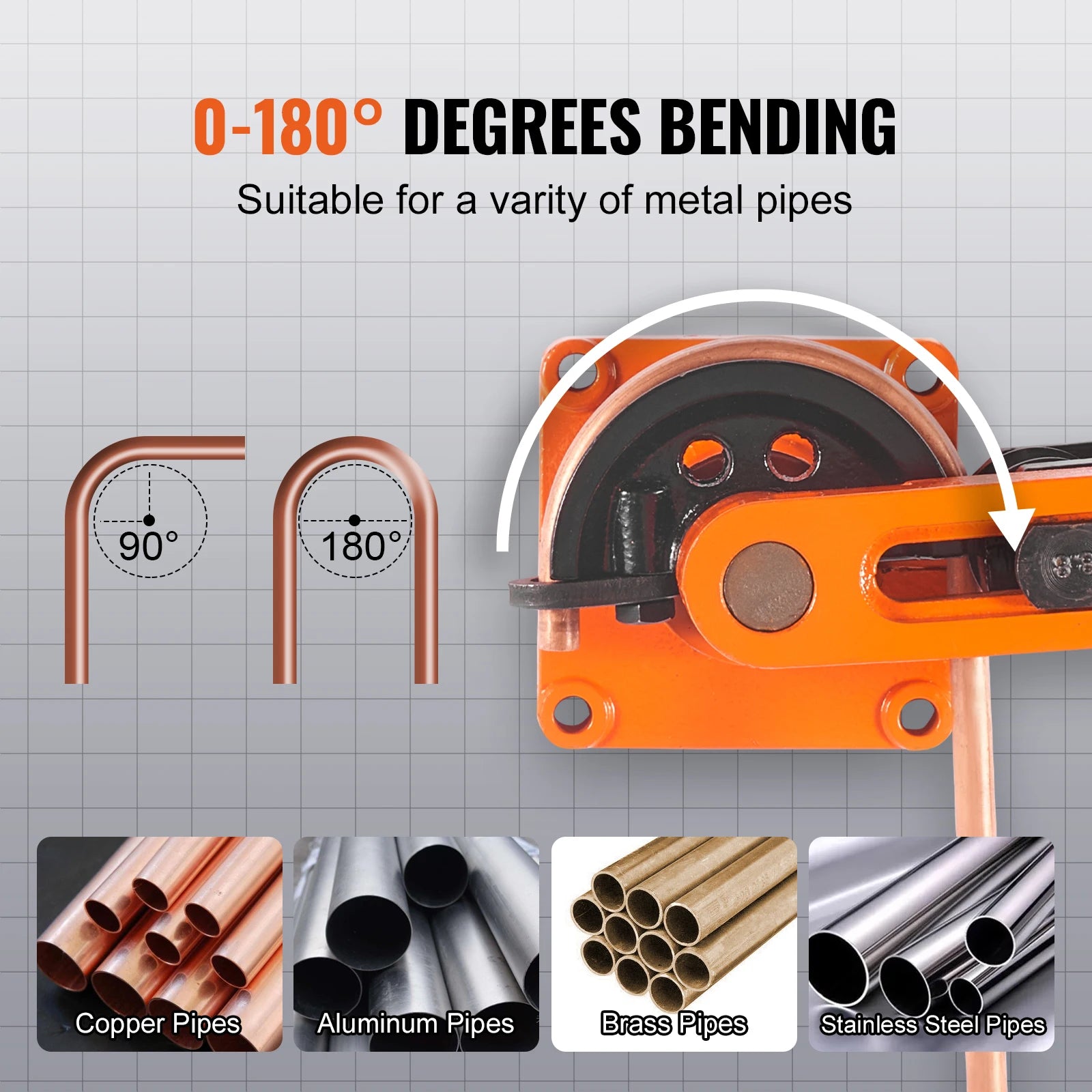 SucceBuy Manual Pipe Bender 7 Bending Dies Multifunction Steel Copper Tube Bending Machine Lever Heavy Duty Tube Bender Tools