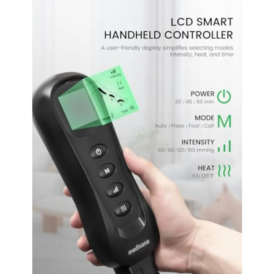 Medisana Leg Massagers with Heat and Compression for Improved Circulation and Muscle Pain Relief Foot and Calf Massager Machine