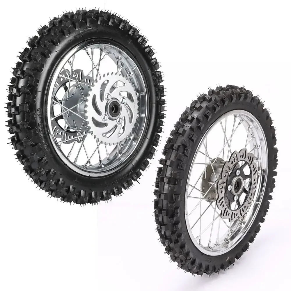 60/100-14 + 80/100-12 Tire Rim Wheel Combo Dirt Pit Bike Coolster DRZ110 SSR KX65 50cc-125cc