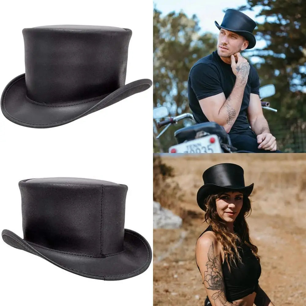 American Hat Makers El Dorado Top Hat – Leather Hat for Men & Women