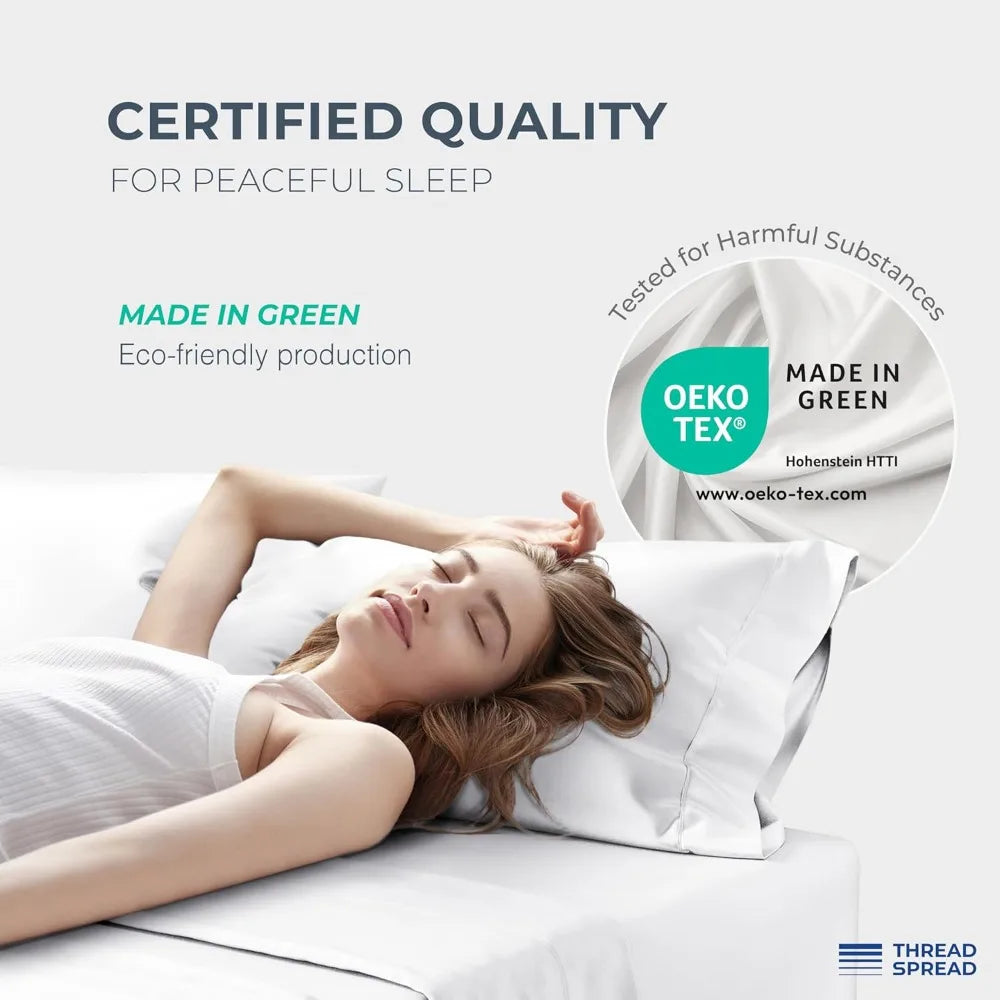 THREAD SPREAD 100% Egyptian Cotton Sheets Queen Size - 1500 Thread Count 4 PC Queen Sheet Set Egyptian Cotton, Sateen Weave Luxu