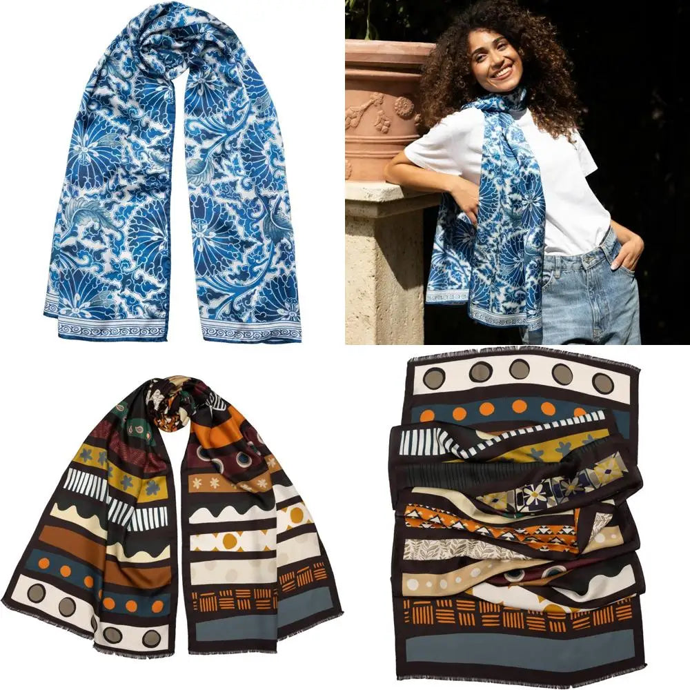 100% Silk Italian-Made Fashion Long Scarves for Women - Elegant Style Accessories