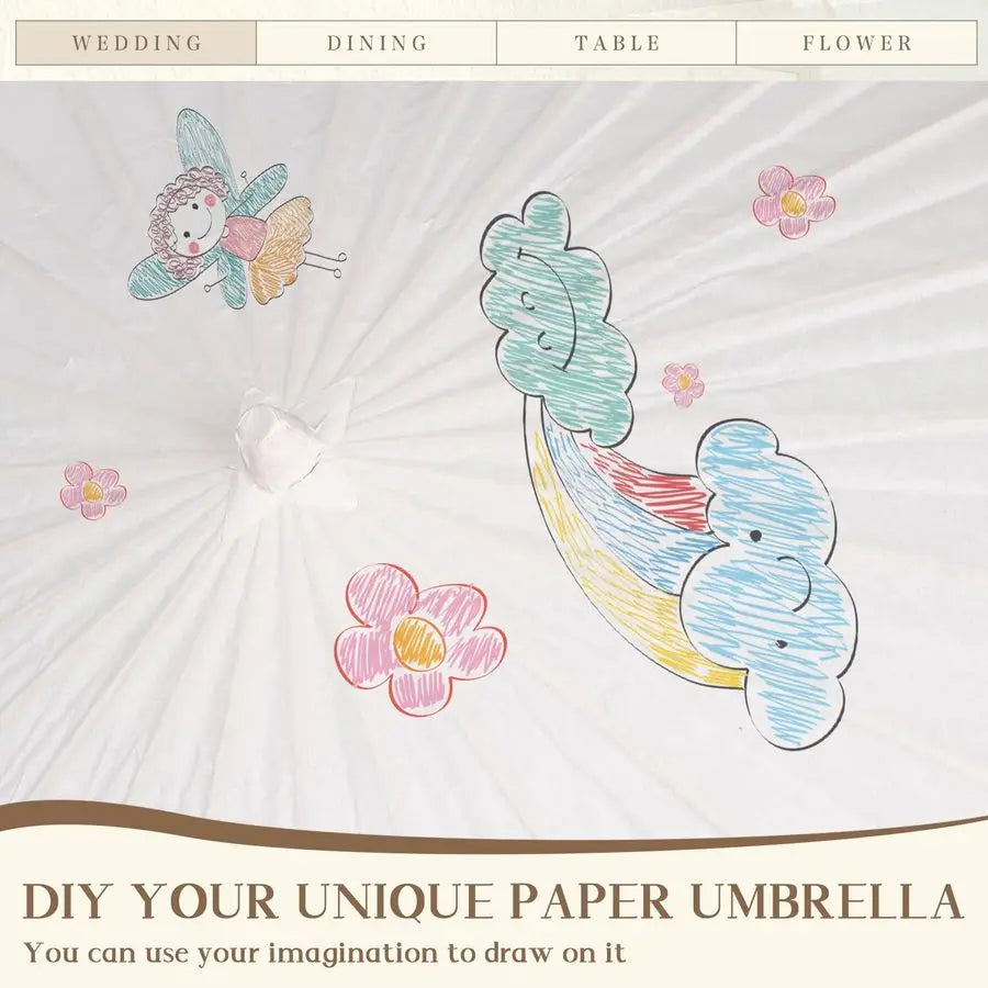 Paper Umbrellas, 23.6 Inch Paper Parasol Umbrellas Chinese Japanese Style DIY Umbrellas Decorative Vintage Decor for Wedding Pro