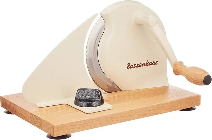 Zassenhaus Manual Bread Slicer, Classic Hand Crank Home Bread Slicer (Black) 11.75 Inch by 8 Inch