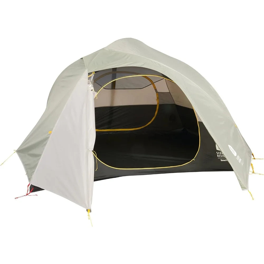 Sierra Designs Nomad 4-Person Tent with Dual Doors and Two Vestibules - Luxury Camping and Festival Shelter with Included Burrit