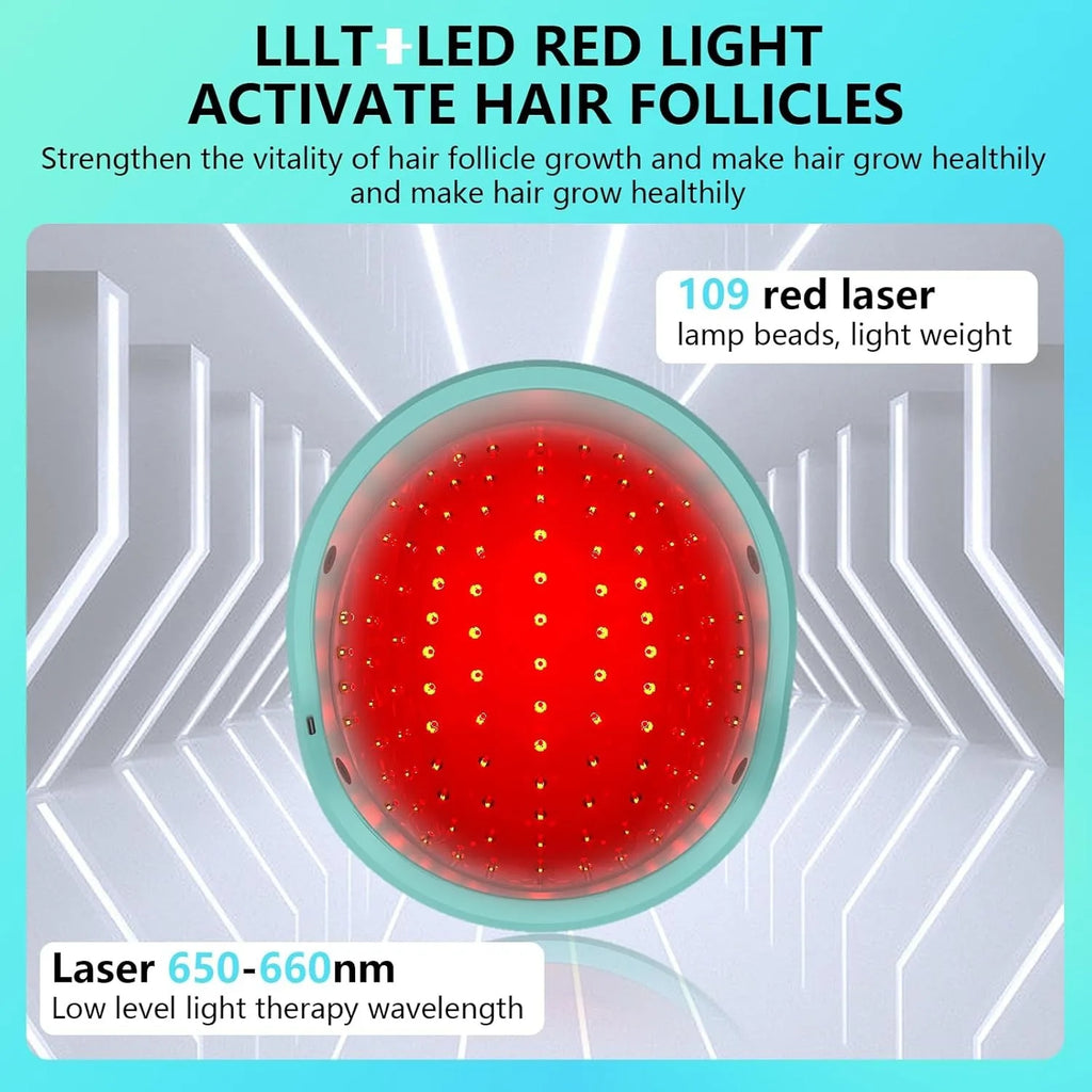 Wireless LLLT Hair Laser Cap 109pcs 650nm Laser Diodes Rechargeable Laser Helmet for Women Men Anti-Hair Loss Hair Growth Cap