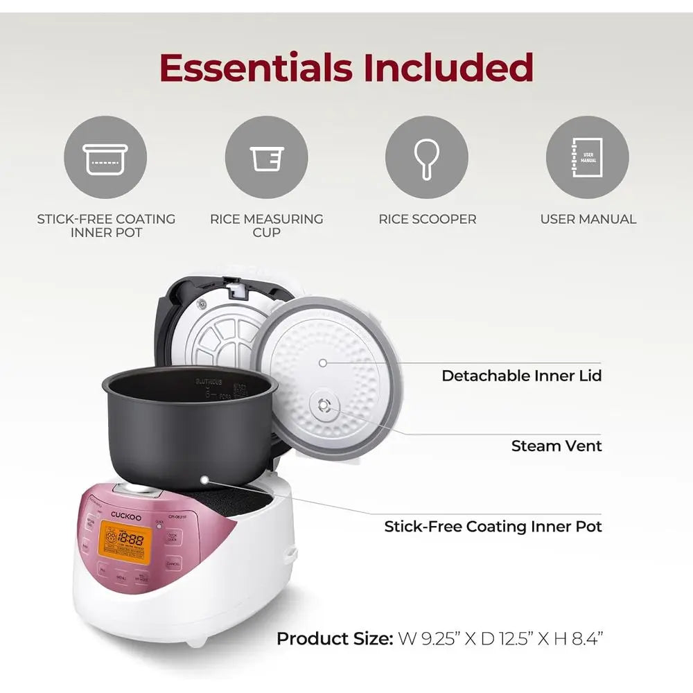 6 Cup Uncooked / 12 Cup Cooked Rice Cooker with Delay Timer, Keep Warm Setting, and Non-Stick Inner Pot, Pink